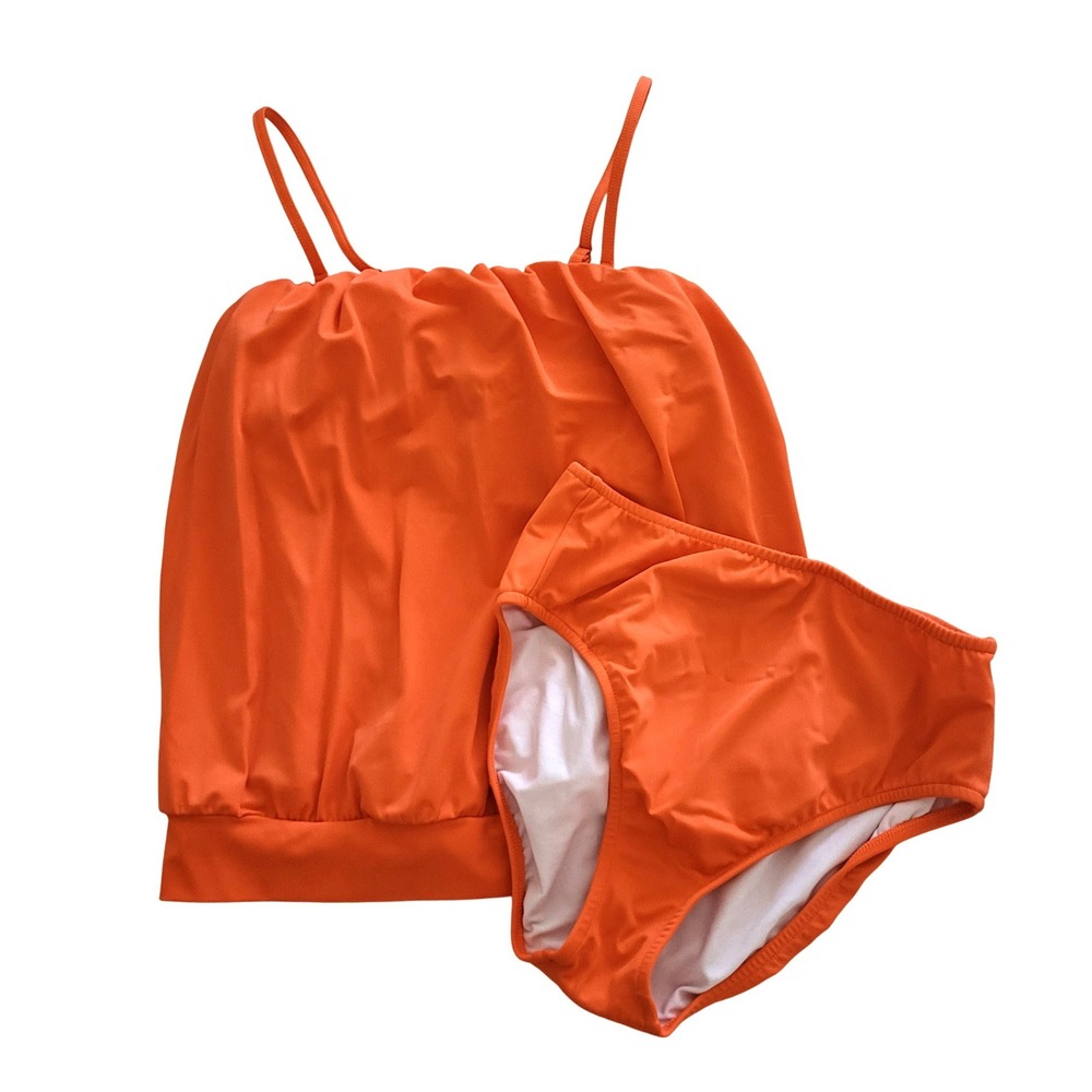 Venus 2 pc Swimsuit Womens 10 Orange Tankini Top & Bottoms Set